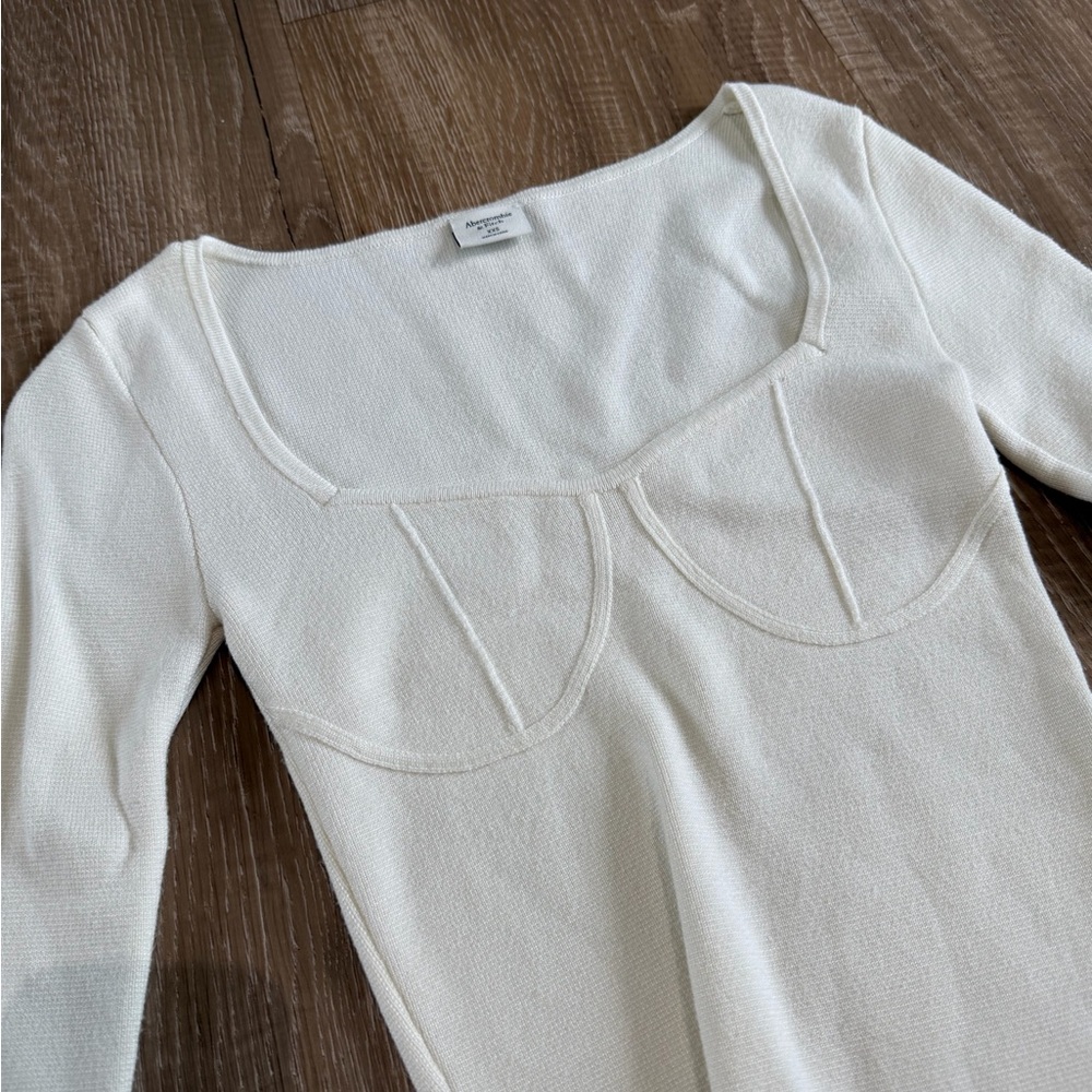 Abercrombie & Fitch Ivory Knit Scoop Neck Top